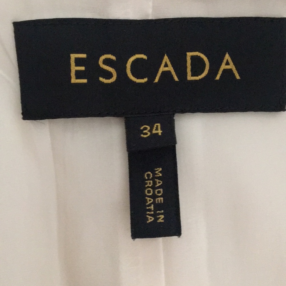 ESCADA BEAUTIFUL Sz 34 (S) Blazer Off White with Black Lamb Braided Belt EUC - Picture 7 of 11